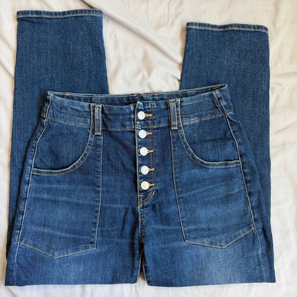 Veronica Beard Jeans Dark Blue, Button Up, Arya Straight, High Rise Jeans- 28/6 - Picture 3 of 10